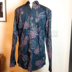 TED BAKER LONDON  SIZE 3/M MEN'S FLORAL TAPER FIT BUTTON DOWN SHIRT